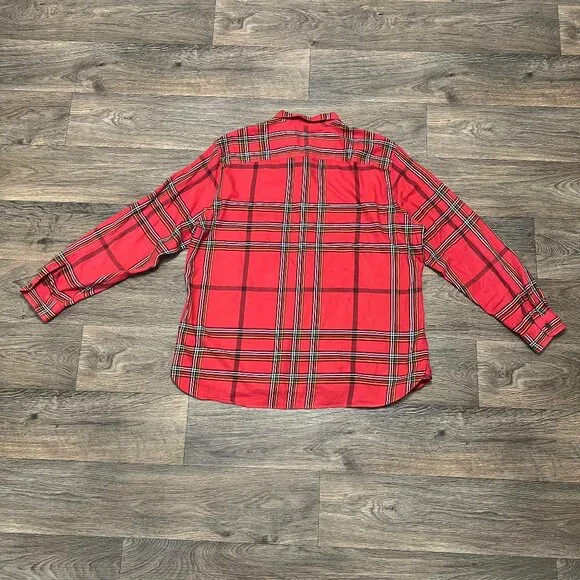 Burberry Brit Long Sleeve Plaid Button-Down Red Shirt XXL